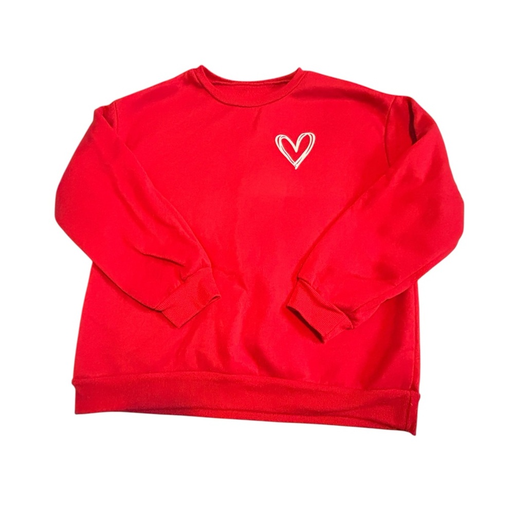 Red Sweatshirt with Heart Design